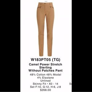 W By Worth Camel Power Stretch Sterling Pant Size 8
